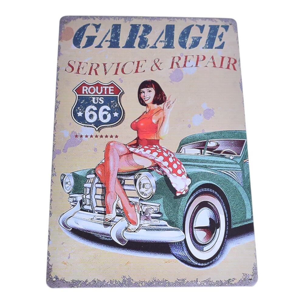 Garage Service & Repair Pinup Girl Metal Sign - 12" x 8"